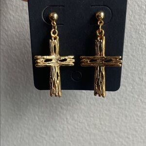 Vintage Cross Drop Dangle Earrings